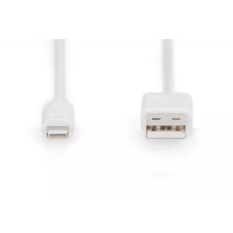 DIGITUS USB-A na Lightning MFI C89, 2 m dátový a nabíjací kábel, biela, 5 V, 2,4 A