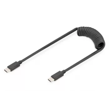 DIGITUS USB - Type C na USB - Type C špirálový kábel, TPU USB 2.0, PD60W Max; 1m
