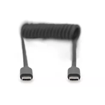 DIGITUS USB - Type C na USB - Type C špirálový kábel, TPU USB 2.0, PD60W Max; 1m