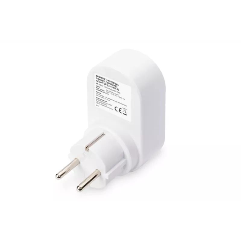 DIGITUS napájací zdroj s 2 USB portmi 250V, 50 Hz, USB: 5V, 2,1A, biely / sivý