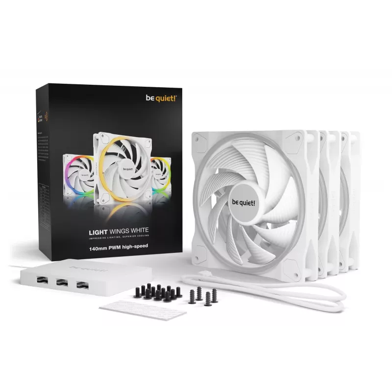 be quiet Light Wings White | 140 mm PWM high-speed Triple-Pack ventilátor do počítačovej skrine 14 cm 3 kusy