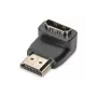 DIGITUS HDMI adaptér, typ A, 90° zahnutý M/F, Ultra HD 60p, čierny zlatý