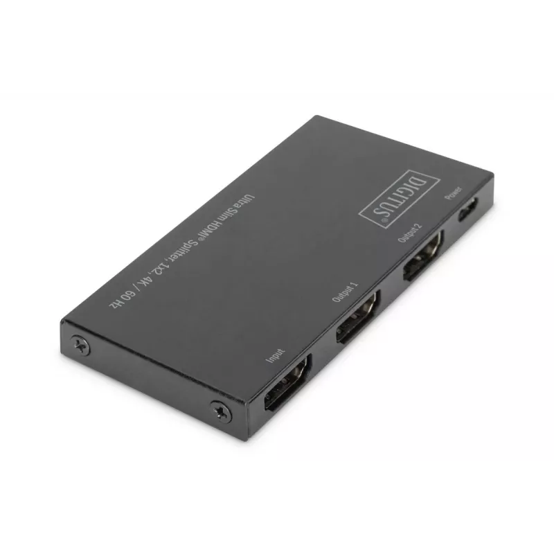 DIGITUS Ultra tenký HDMI splitter, 1x2, 4K/60Hz HDR, HDCP 2.2, 18 Gbps, Micro-USB napájanie