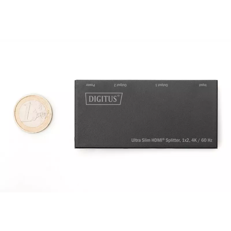 DIGITUS Ultra tenký HDMI splitter, 1x2, 4K/60Hz HDR, HDCP 2.2, 18 Gbps, Micro-USB napájanie