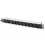 DIGITUS 1U hliníkový PDU do racku 8x C13 2x C19 16A 230VAC 50/60Hz IEC C20 konektor samec