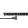 DIGITUS 1U hliníkový PDU do racku 8x C13 2x C19 16A 230VAC 50/60Hz IEC C20 konektor samec