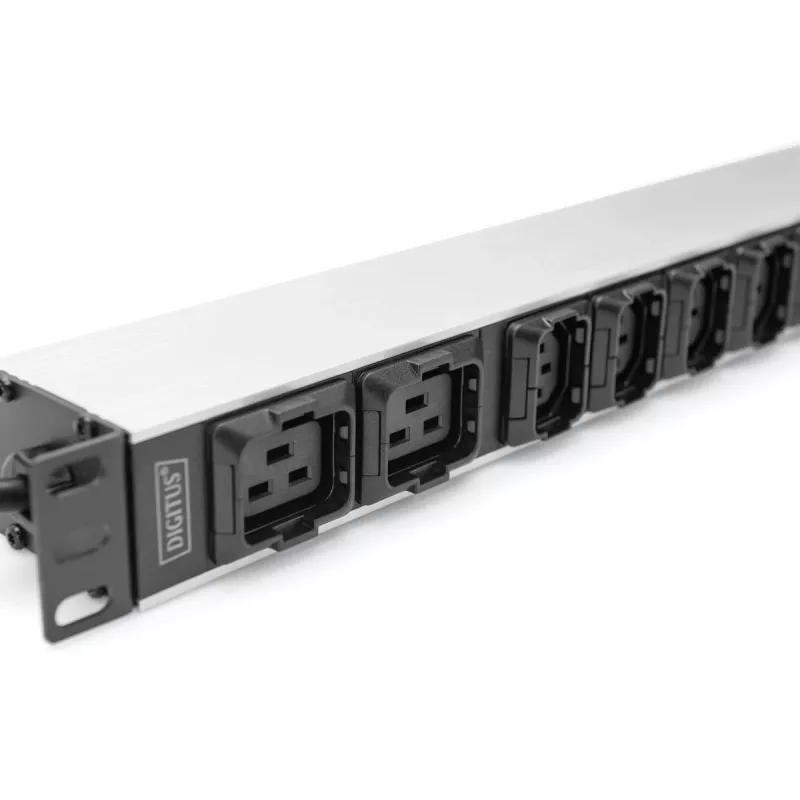 DIGITUS 1U hliníkový PDU do racku 8x C13 2x C19 16A 230VAC 50/60Hz IEC C20 konektor samec