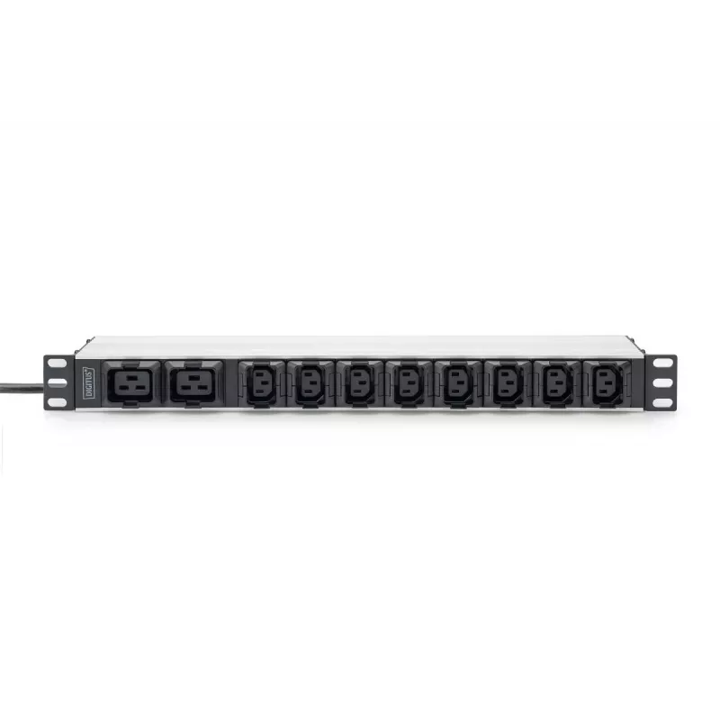 DIGITUS 1U hliníkový PDU do racku 8x C13 2x C19 16A 230VAC 50/60Hz IEC C20 konektor samec