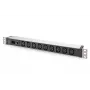 DIGITUS 1U hliníkový PDU do racku 9x C13 10A 230VAC 50/60Hz IEC C14 vstup 10A poistka