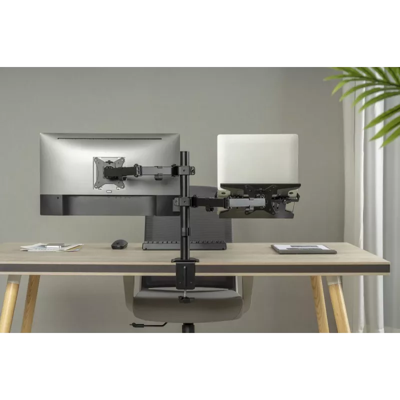 DIGITUS rameno na monitor s držiakom na notebook 17-32 palcov, 9 kg max. – svorka na stôl alebo priechodka