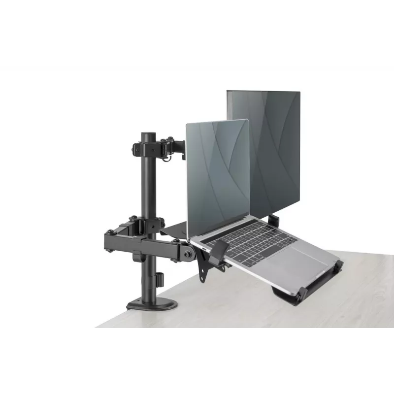 DIGITUS rameno na monitor s držiakom na notebook 17-32 palcov, 9 kg max. – svorka na stôl alebo priechodka