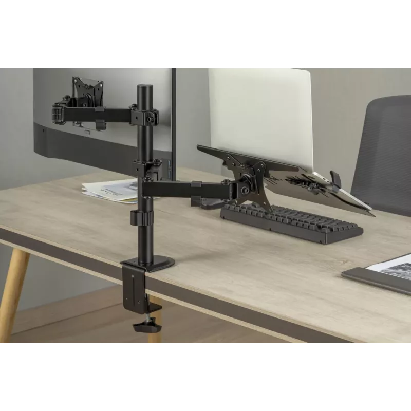 DIGITUS rameno na monitor s držiakom na notebook 17-32 palcov, 9 kg max. – svorka na stôl alebo priechodka