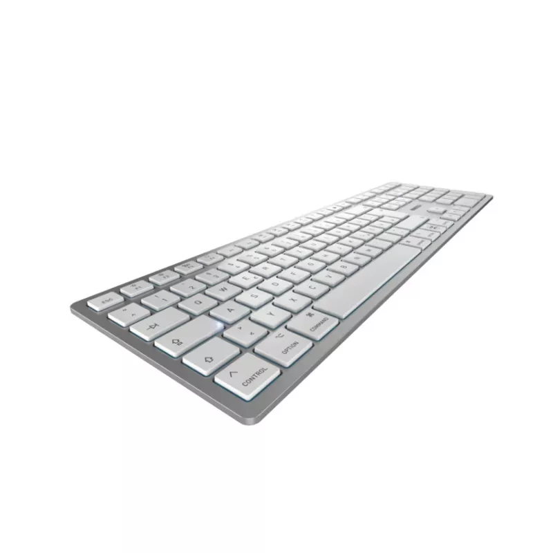 CHERRY KW 9100 štíhla FOR MAC klávesnica univerzálna USB + Bluetooth QWERTZ nemecká strieborná