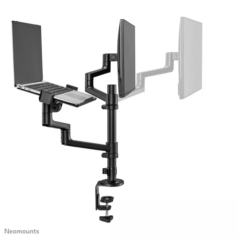 Neomounts DS20-425BL2 monitor rameno s držiakom na notebook 17-27 inch – úsporný na priestor