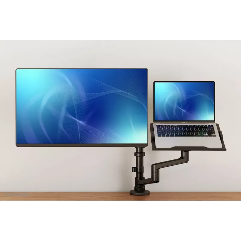 Neomounts DS20-425BL2 monitor rameno s držiakom na notebook 17-27 inch – úsporný na priestor