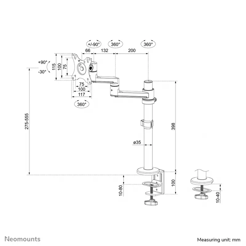 Neomounts DS60-425BL1 monitor rameno 17-27