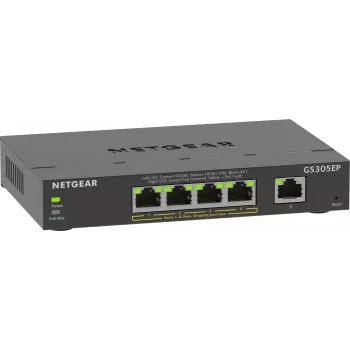 NETGEAR 5-port Gigabit Ethernet PoE+ Plus Switch (GS305EP) Managed L2/L3 Gigabit Ethernet (10/100/1000) Power over Ethernet (PoE) čierny