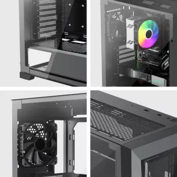 PC skriňa Miditower XILENCE XG151 – čierna, podporuje ATX/Micro-ATX/Mini-ITX, spodný napájací zdroj, 2x 3,5 palca + 4x 2,5 palca pozície