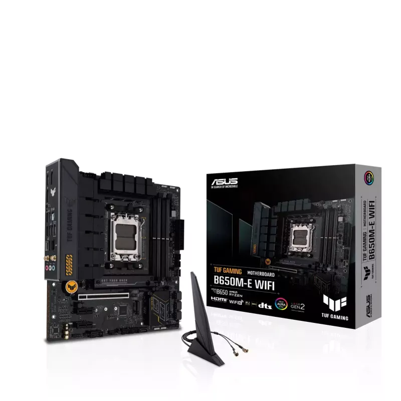Základná doska ASUS TUF GAMING B650M‑E WIFI, AMD B650, Socket AM5, micro ATX, DDR5, 4x DIMM, 128 GB, Wi‑Fi 6, Bluetooth 5.2