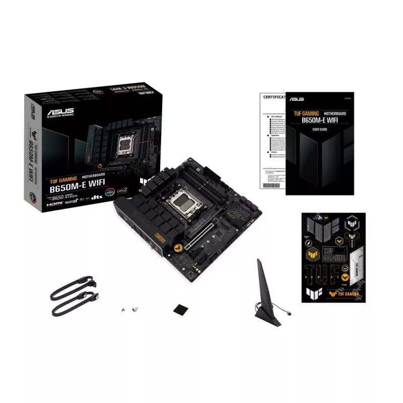Základná doska ASUS TUF GAMING B650M‑E WIFI, AMD B650, Socket AM5, micro ATX, DDR5, 4x DIMM, 128 GB, Wi‑Fi 6, Bluetooth 5.2