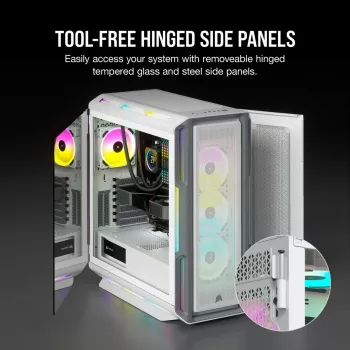CORSAIR Mid-Tower ATX PC skriňa - iCUE 5000T - RGB temperované sklo - biela