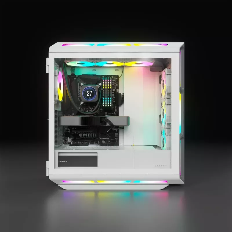 CORSAIR Mid-Tower ATX PC skriňa - iCUE 5000T - RGB temperované sklo - biela