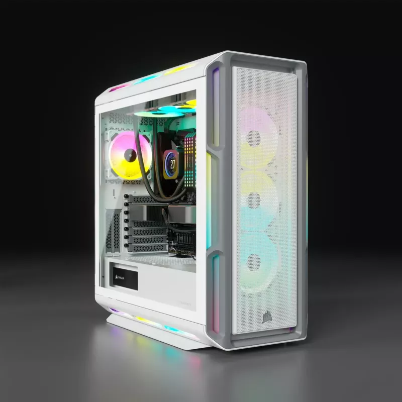 CORSAIR Mid-Tower ATX PC skriňa - iCUE 5000T - RGB temperované sklo - biela