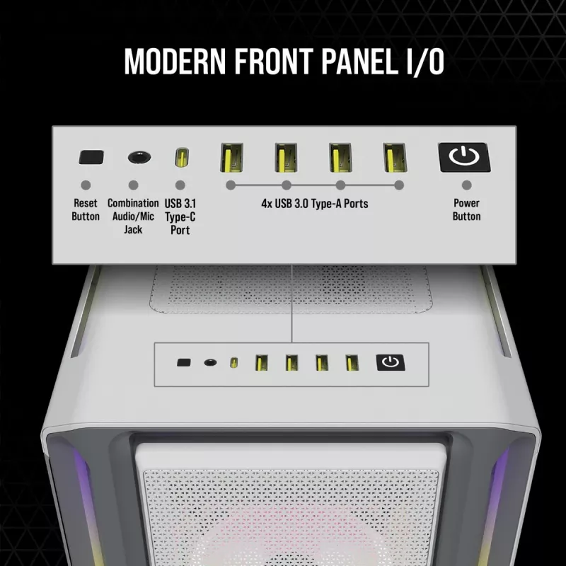 CORSAIR Mid-Tower ATX PC skriňa - iCUE 5000T - RGB temperované sklo - biela