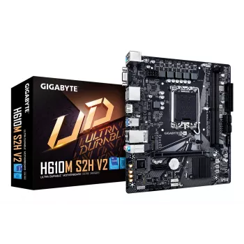 GIGABYTE H610M S2H V2 základná doska - podporuje Intel Core 14. gen. CPU, 4+1+1 hybridné fázy digitálne VRM, až do 5600MHz DDR5, 1xPCIe 3.0 M.2, GbE LAN, USB 3.2 Gen 1