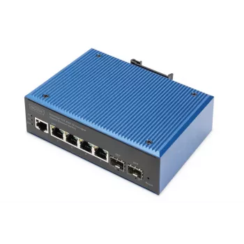 DIGITUS priemyselný 4+2-portový L2 managed Gigabit Ethernet switch 4xGE RJ45 + 2 SFP porty