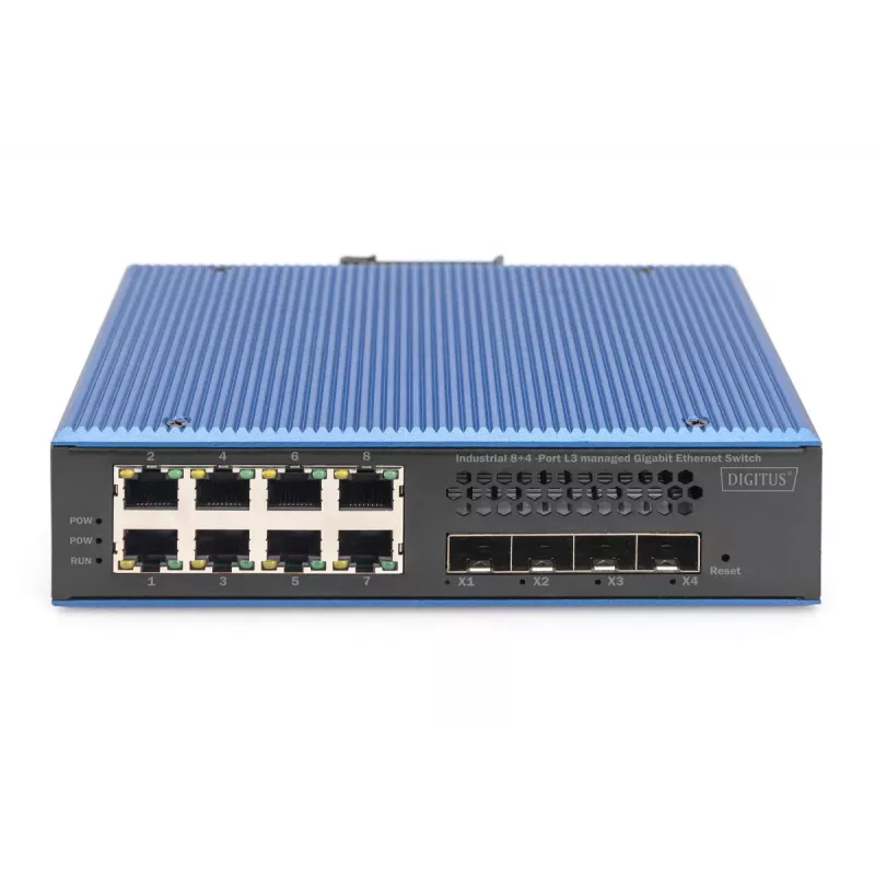DIGITUS priemyselný 8+4 SFP+ portový L3 managed Gigabit Ethernet switch 8xGE RJ45 + 4 SFP+ porty