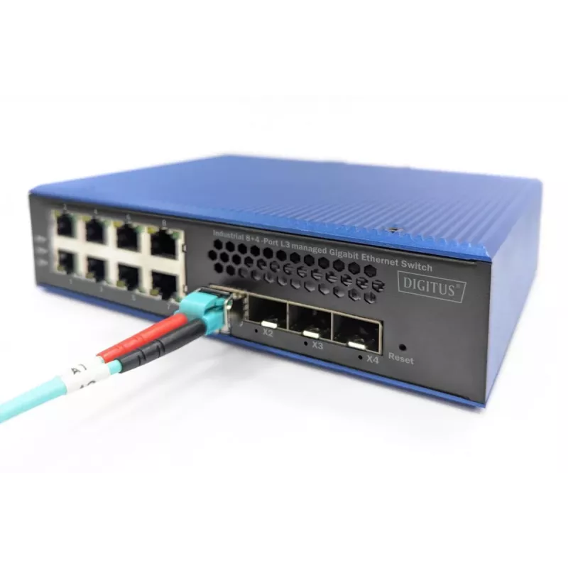 DIGITUS priemyselný 8+4 SFP+ portový L3 managed Gigabit Ethernet switch 8xGE RJ45 + 4 SFP+ porty