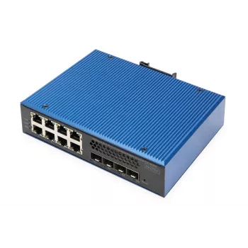 DIGITUS priemyselný 8+4SFP+ portový L2 managed Gigabit Ethernet POE switch 8x GE RJ45 +4 SFP+ porty PoE