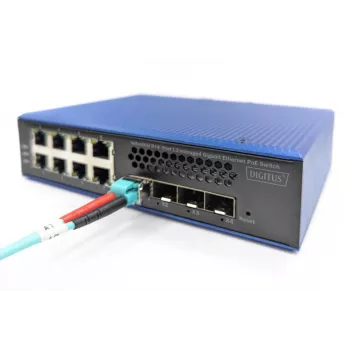 DIGITUS priemyselný 8+4SFP+ portový L2 managed Gigabit Ethernet POE switch 8x GE RJ45 +4 SFP+ porty PoE