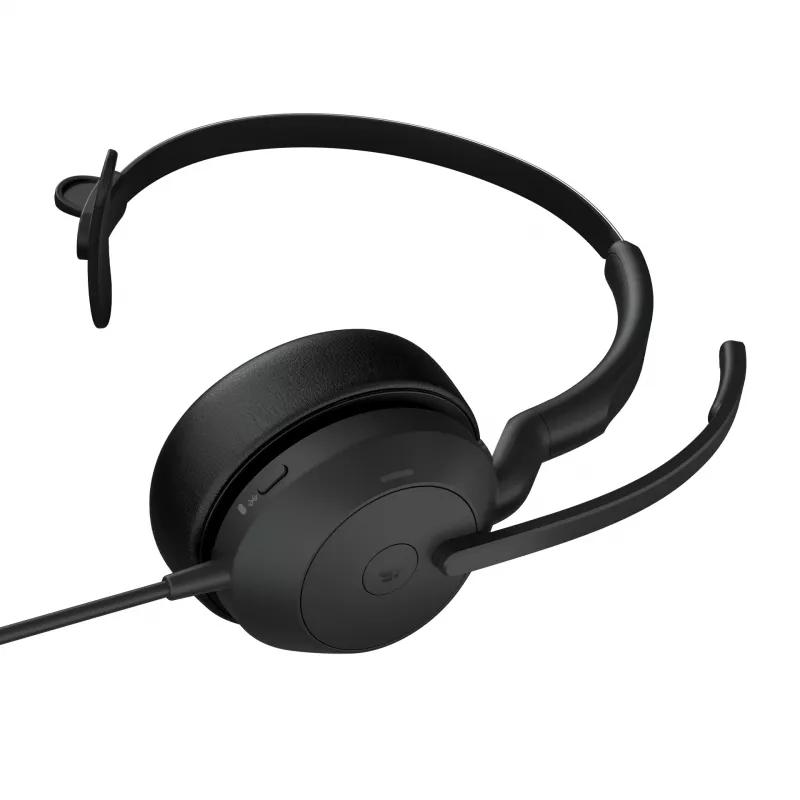 Jabra Evolve2 50 USB-A MS Mono headset, káblový a Bluetooth, 20 - 20000 Hz, kancelária/call centrum, 99 g, čierny