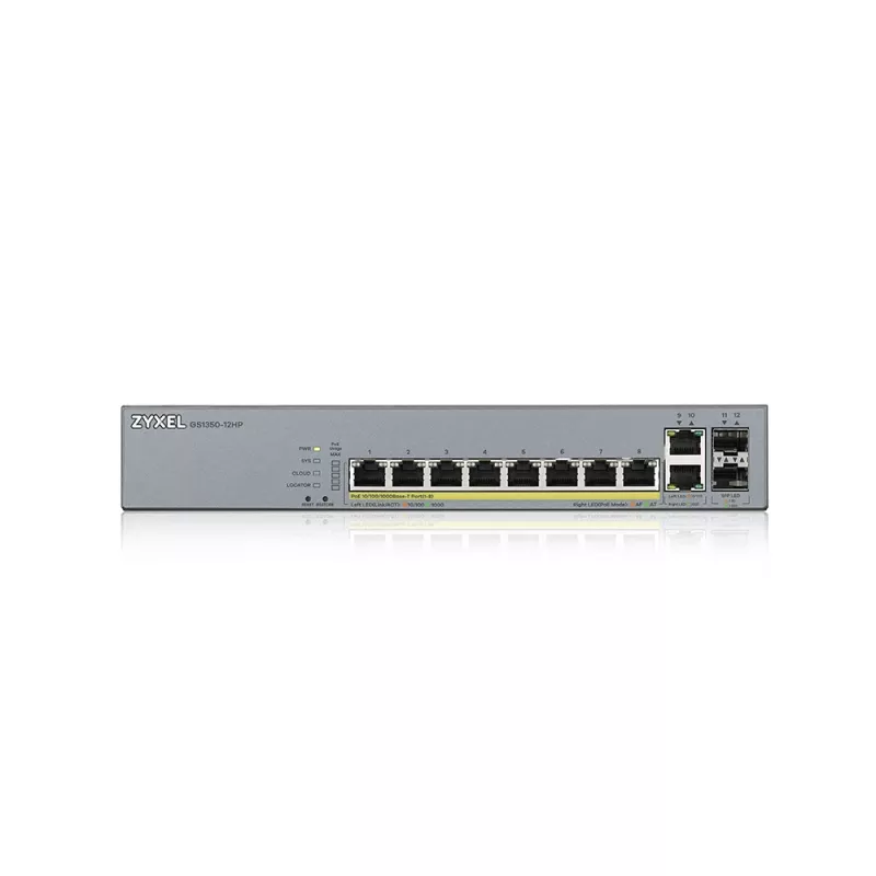 Zyxel GS1350-12HP-EU0101F sieťový switch Managed L2 Gigabit Ethernet (10/100/1000) Power over Ethernet (PoE) sivý