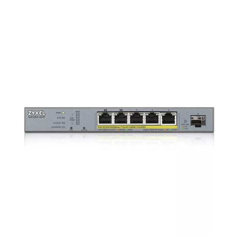 Zyxel GS1350-6HP-EU0101F sieťový switch Managed L2 Gigabit Ethernet (10/100/1000) Power over Ethernet (PoE) sivý