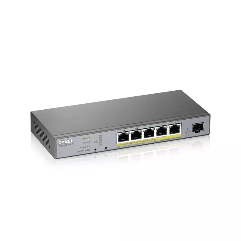 Zyxel GS1350-6HP-EU0101F sieťový switch Managed L2 Gigabit Ethernet (10/100/1000) Power over Ethernet (PoE) sivý