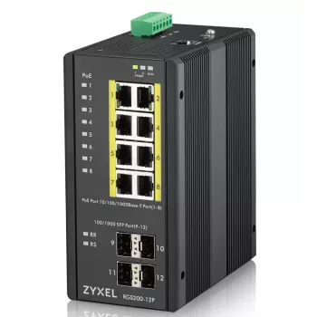 Zyxel RGS200-12P Managed L2 Gigabit Ethernet (10/100/1000) Power over Ethernet (PoE) čierny