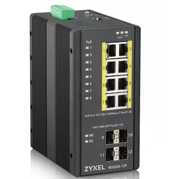 Zyxel RGS200-12P Managed L2 Gigabit Ethernet (10/100/1000) Power over Ethernet (PoE) čierny