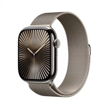 APPLE Watch Series 10 GPS + Cellular 46mm puzdro Natural Titanium s Natural Milanese Loop - S/M