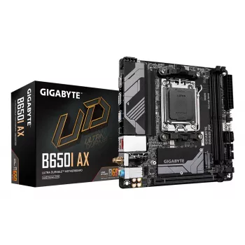 GIGABYTE B650I AX základná doska - AMD Ryzen 9000 Series CPU, 5+2+1 fáz VRM, až do 6400 MHz DDR5 (OC), 1x PCIe 4.0 M.2, 2,5 GbE LAN, WLAN 6E, USB 3.2 Gen 2
