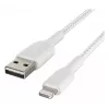 BELKIN Lightning na USB-A kábel, pletený, 1 m, biely