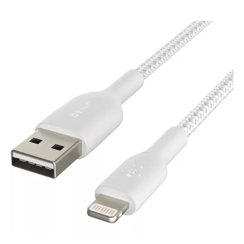 BELKIN Lightning na USB-A kábel, pletený, 1 m, biely