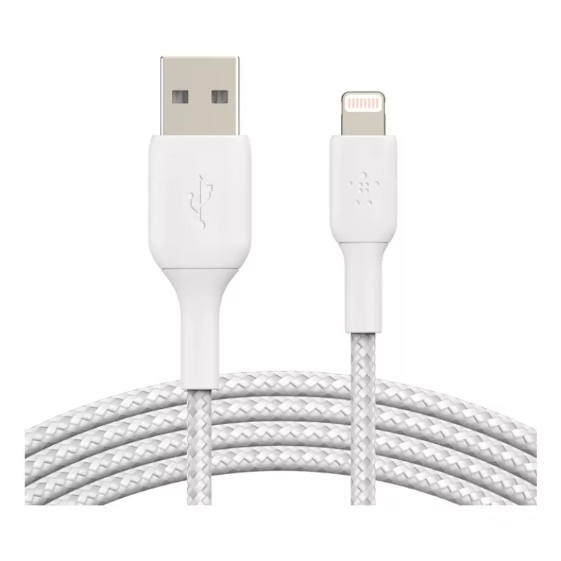 BELKIN Lightning na USB-A kábel pletený 2 m biely