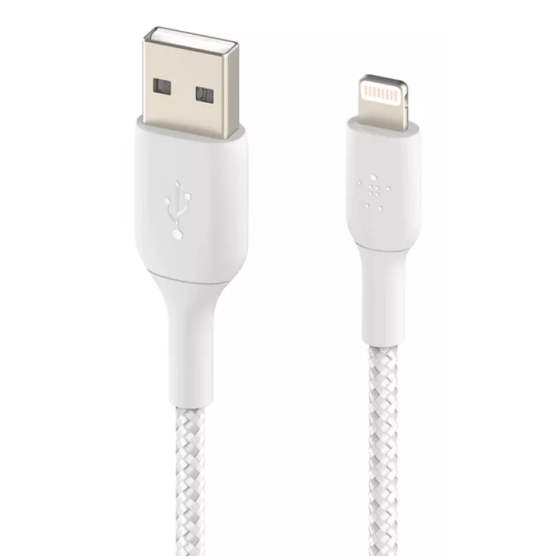 BELKIN Lightning na USB-A kábel pletený 2 m biely