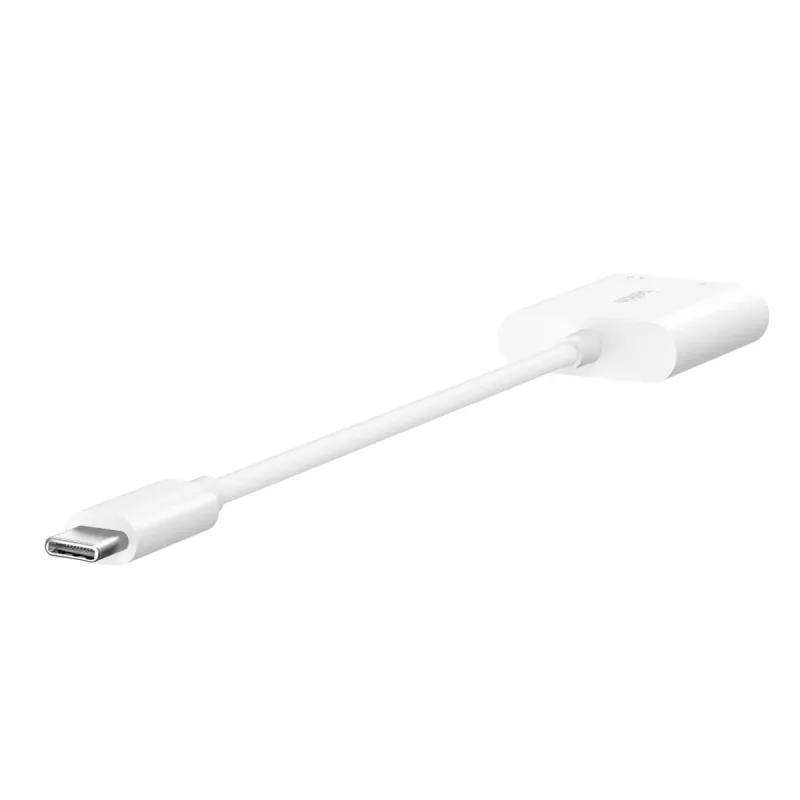 BELKIN nabíjací adaptér Rockstar 3,5 mm audio + USB-C biely
