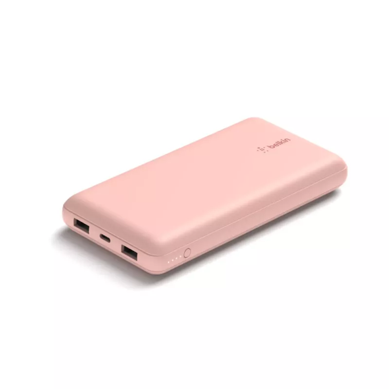 BELKIN power banka 20k USB-A a USB-C 15 W ružová