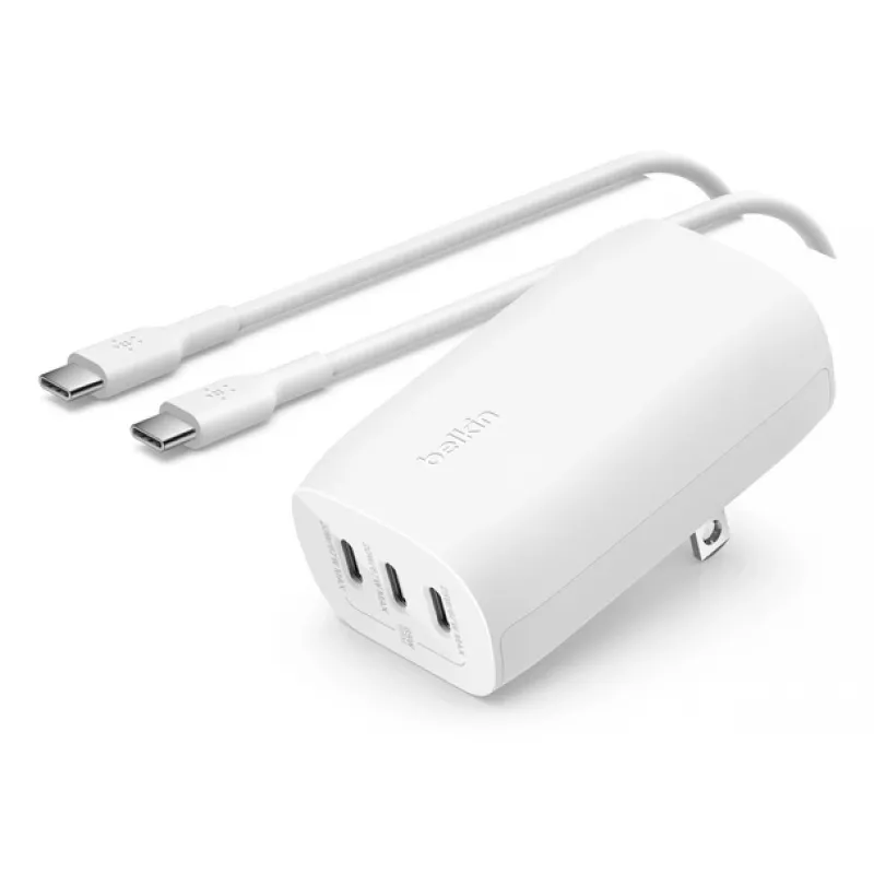 BELKIN nástenná nabíjačka - Boostcharge - USB-C 3-portová nabíjačka - s PPS 67W - biela