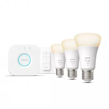 Philips Hue White Starterkit: 3 E27 smart žiarovky (1100) + stmievač
